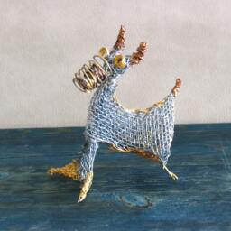 Pitbull Dog Figurine Metal Art Ooak - thumbnail 4
