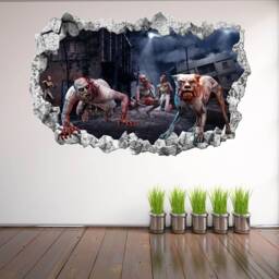 Zombies City Wall Sticker Mural Decal Print Art Kids Bedroom Home Decor Km1 - thumbnail 1