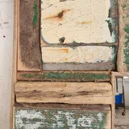 Rustic Driftwood Full Length Mirror Green & Cream Painted Wood - thumbnail 2