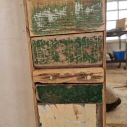 Rustic Driftwood Full Length Mirror Green & Cream Painted Wood - thumbnail 3