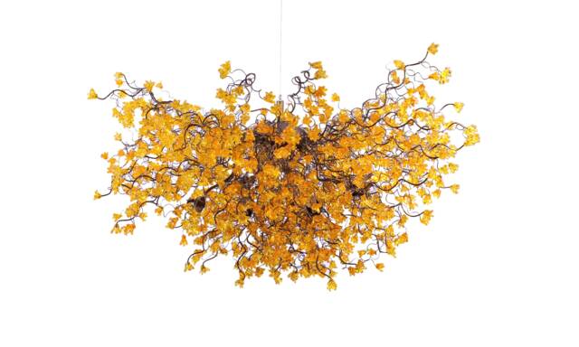 Hanging Ceiling Light With Yellow Flowers For Dining Room - image 1