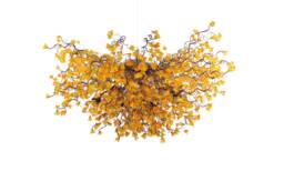 Hanging Ceiling Light With Yellow Flowers For Dining Room