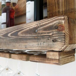 Vintage Wine Rack Made From Euro Pallets, Rustic Wall Shelf, Old Wood Pallet Furniture, Shabby Chic Bottle Rack, Kitchen Industrial Country Style - thumbnail 3