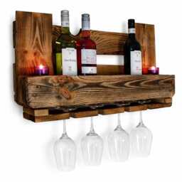 Vintage Wine Rack Made From Euro Pallets, Rustic Wall Shelf, Old Wood Pallet Furniture, Shabby Chic Bottle Rack, Kitchen Industrial Country Style