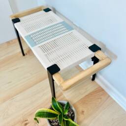 Hand-Woven Entryway Bench Mcm Style End Of Bed & Mudroom Seating - Custom-Made, Multiple Sizes - thumbnail 4