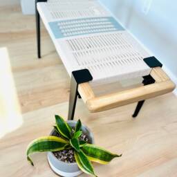 Hand-Woven Entryway Bench Mcm Style End Of Bed & Mudroom Seating - Custom-Made, Multiple Sizes - thumbnail 3