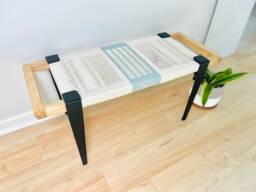 Hand-Woven Entryway Bench Mcm Style End Of Bed & Mudroom Seating - Custom-Made, Multiple Sizes - thumbnail 1