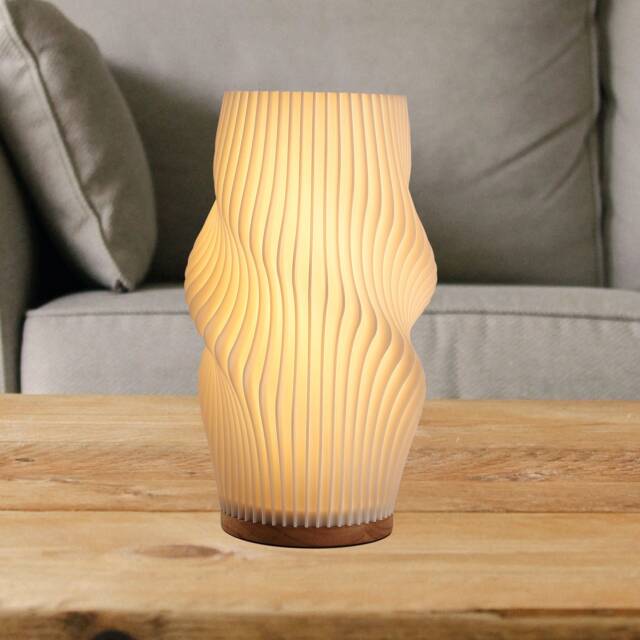 3D Printed Table Vase Lamp For Bedroom, 2 Color Light Modern Lamp, Night Lights, Pleated Desk Gift Housewarming - image 1