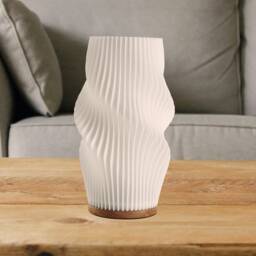 3D Printed Table Vase Lamp For Bedroom, 2 Color Light Modern Lamp, Night Lights, Pleated Desk Gift Housewarming - thumbnail 2