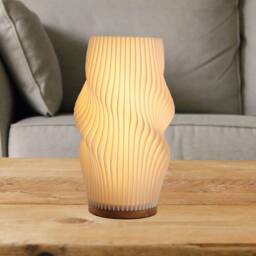 3D Printed Table Vase Lamp For Bedroom, 2 Color Light Modern Lamp, Night Lights, Pleated Desk Gift Housewarming - thumbnail 1