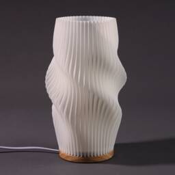 3D Printed Table Vase Lamp For Bedroom, 2 Color Light Modern Lamp, Night Lights, Pleated Desk Gift Housewarming - thumbnail 3