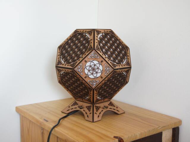 Flower Of Life - Tree Life Wooden Table Lamp Bedside Living Room Zen Decoration - image 1