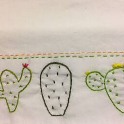 Embroidered Pillow Case Set Cactus Design, Personalized - thumbnail 3