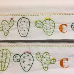 Embroidered Pillow Case Set Cactus Design, Personalized - thumbnail 2