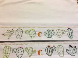 Embroidered Pillow Case Set Cactus Design, Personalized - thumbnail 1