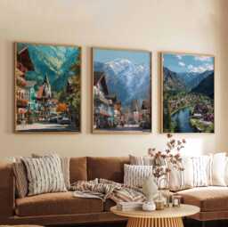 Set Of 3 Leavenworth Posters, Washington Usa Travel Prints, Bavarian Village Wall Art Sets, Scenic Mountain Poster Decor, Print Gift - thumbnail 1