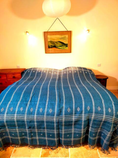 Handwoven Woollen Blanket Dyed in Natural Indigo King Size - image 1