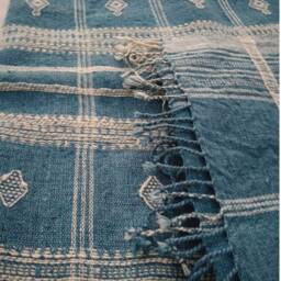 Handwoven Woollen Blanket Dyed in Natural Indigo King Size - thumbnail 3