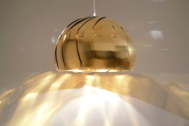Large Iris Pendant - 13 In. Brass Ceiling Light Modern Kinetic Fixture - image 1