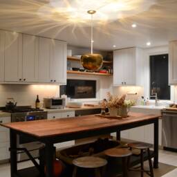 Large Iris Pendant - 13 In. Brass Ceiling Light Modern Kinetic Fixture - thumbnail 3