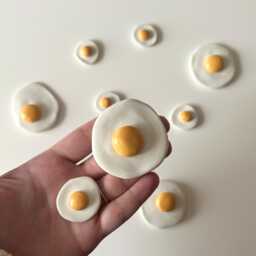 Handmade Mini Sunny Side Up Egg Clay Magnet Quirky Fridge Decor - thumbnail 1