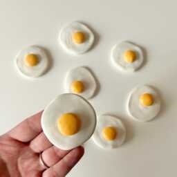 Handmade Mini Sunny Side Up Egg Clay Magnet Quirky Fridge Decor - thumbnail 2