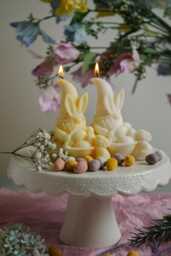 Easter Bunny Gnome Candle - Handmade Spring Decor With Egg Basket - thumbnail 1