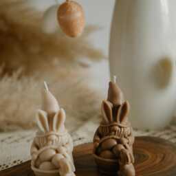 Easter Bunny Gnome Candle - Handmade Spring Decor With Egg Basket - thumbnail 4