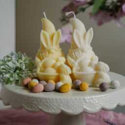 Easter Bunny Gnome Candle - Handmade Spring Decor With Egg Basket - thumbnail 3