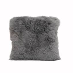 Luxurious Grey Sheepskin Cushion With Inner - Plush New Zealand Wool 40x40cm Eco-Friendly Packaging - thumbnail 3