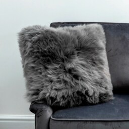 Luxurious Grey Sheepskin Cushion With Inner - Plush New Zealand Wool 40x40cm Eco-Friendly Packaging