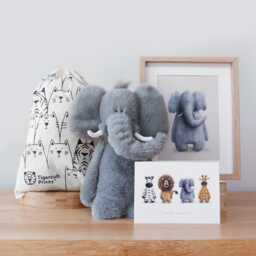 Elephant Newborn Gift Set - Teddy, Nursery Print, Eco Bag, Card - thumbnail 1
