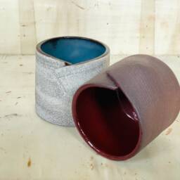 Handmade Stoneware Espresso Cups Multifunctional Ceramic Candle & Air Plant Holders - Set Of 2 - thumbnail 4