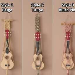 Ukulele Hanger, Macrame Display, Gift For Her, Boho Instrument Mount, Wall Organizer Holder, Bedroom Decor, Living Room Decor H77 - thumbnail 3
