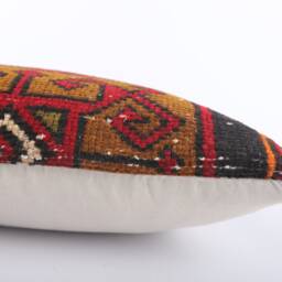 Vintage Turkish Kilim Pillow Cover Handwoven Wool Rug Cushion - 16x16 - thumbnail 4