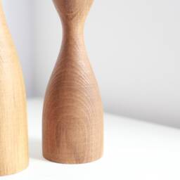Wooden Set Of 3 Candlesticks Scandinavian Style Primitive Home Decorative Japanese Decor Rustic Texture Housewarming Gift - thumbnail 3