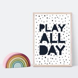 Boys Nursery Prints, Monochrome Bedroom Decor, Monchrome Wall Art, Play All Day, Print, Nursery Decor - thumbnail 2