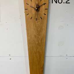 Long Narrow Modern English Oak Wooden Wall Clock, Wood Clock Uk, Rectangular Slim Clocks - thumbnail 2