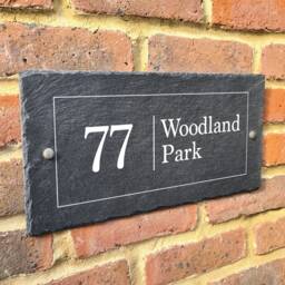 Rustic Slate House Sign Farmhouse Plaque Door Number 40 X 20cm - thumbnail 1