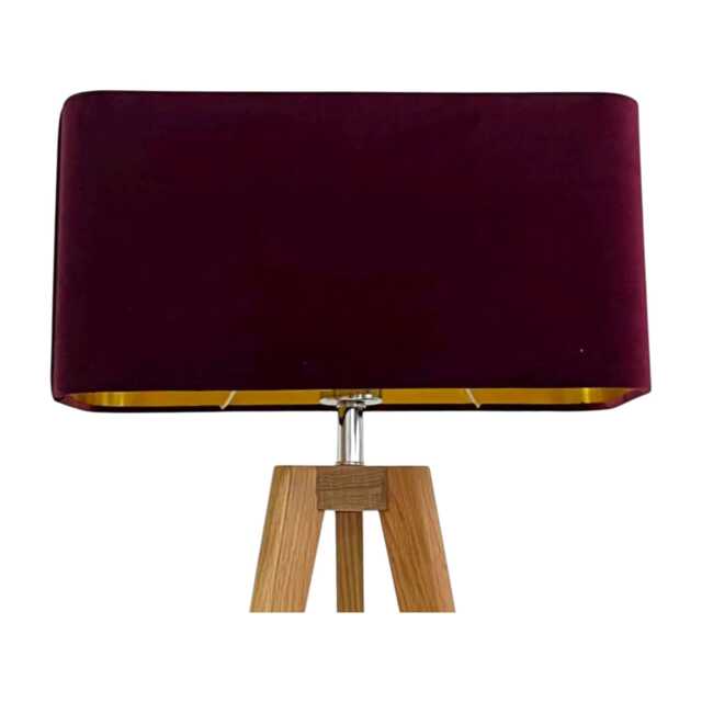 Burgundy Velvet Brushed Gold Rounded Rectangle Lampshade - image 1