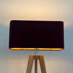 Burgundy Velvet Brushed Gold Rounded Rectangle Lampshade - thumbnail 3