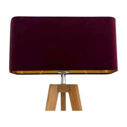 Burgundy Velvet Brushed Gold Rounded Rectangle Lampshade