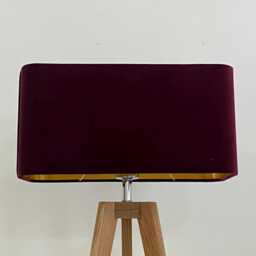 Burgundy Velvet Brushed Gold Rounded Rectangle Lampshade - thumbnail 2