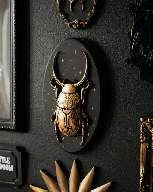 The Gilded Beetle Wall Plaque/Gothic Insect Decor Dark Academia Art Gold Or Silver Gallery Hanging Witchy Entomology Gift - image 1
