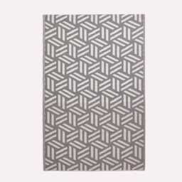 Luna Grey & White Geometric Outdoor Rug - Recycled Plastic Garden Patio Mat