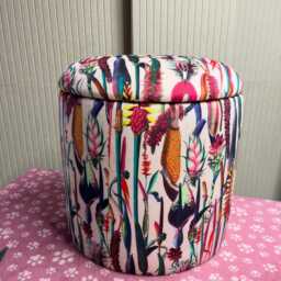 Handmade Floral Velvet Ottoman Pouffe Dressing Table Stool - thumbnail 2