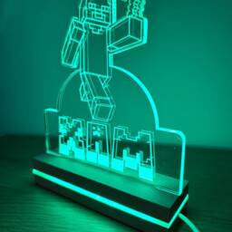 Personalised Gaming Mine Man Led Acrylic Lamp Night Light With Rgb Colour Changing Lights Static, Flash Or Fading Modes. Great Gift - thumbnail 3