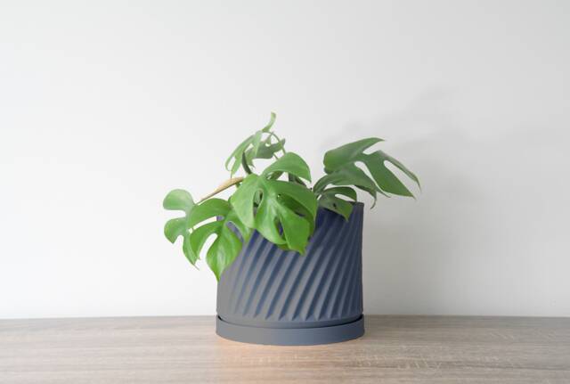 "Penelope Planter With Drainage & Saucer in Stone Blue, Unique 3D-Printed Plant Pot, Small To Large Sizes 4"" 5"" 6"" 7"" 8" - image 1