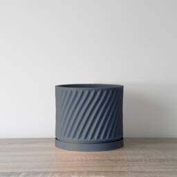 "Penelope Planter With Drainage & Saucer in Stone Blue, Unique 3D-Printed Plant Pot, Small To Large Sizes 4"" 5"" 6"" 7"" 8" - thumbnail 2