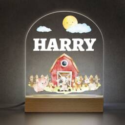 Personalised Farm Animal Led Night Light Lamp, Nursery Boy, Pig Cow Sheep, Birthday Gifts For Boys, Boys Light, Any Name - thumbnail 3
